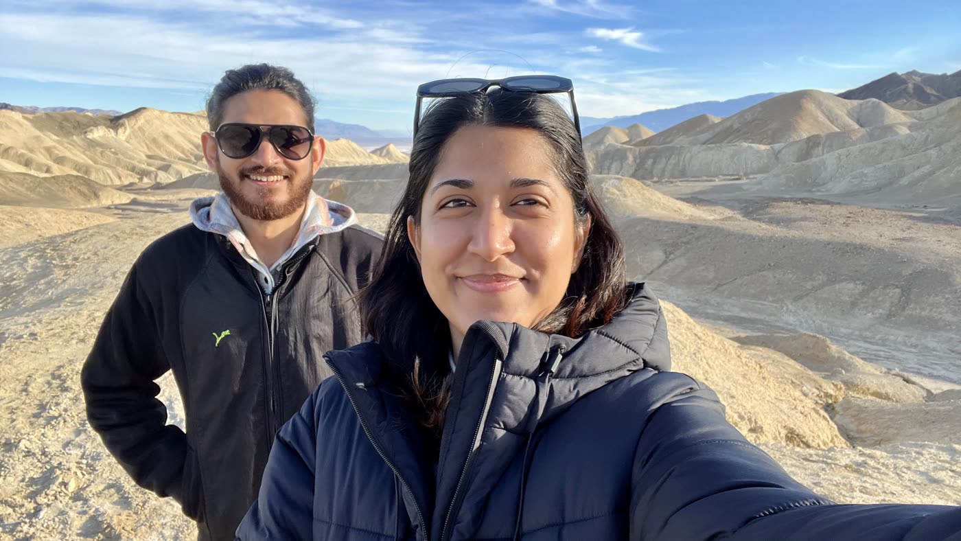 Abirami and Prateek in Death Valley