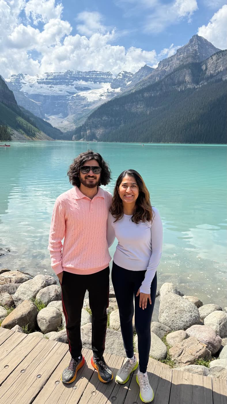 Abirami and Prateek at Lake Louise